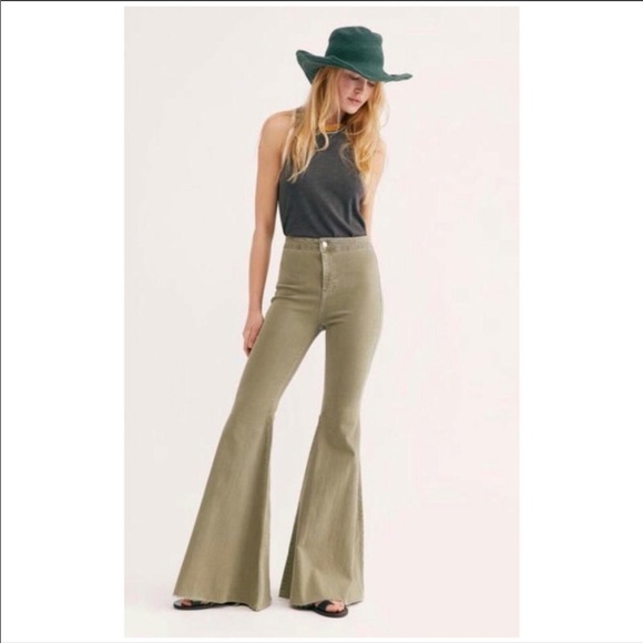 We The Free Pants - We The Free Bell Bottom Army Green Pants